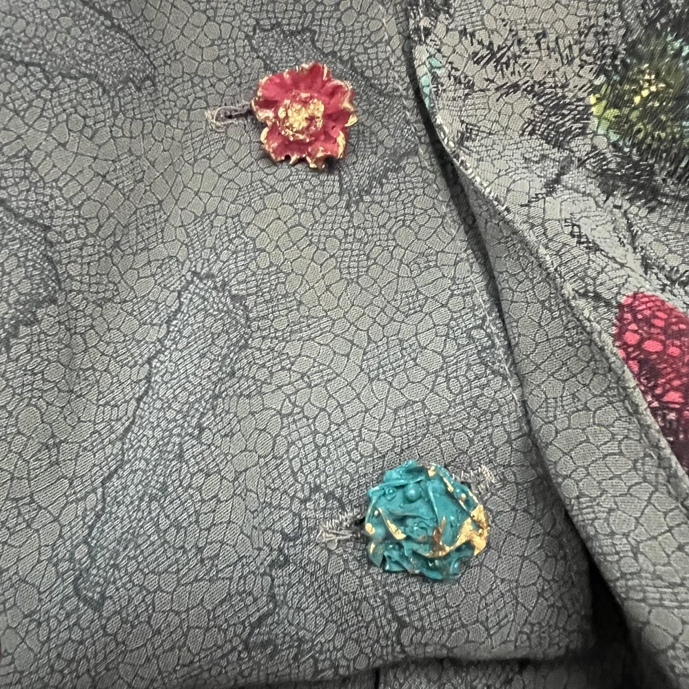 Whimsigoth Floral Tie Front Top Vintage Dark Romantic Blouse Boho Fairy Goth - Picture 11 of 13